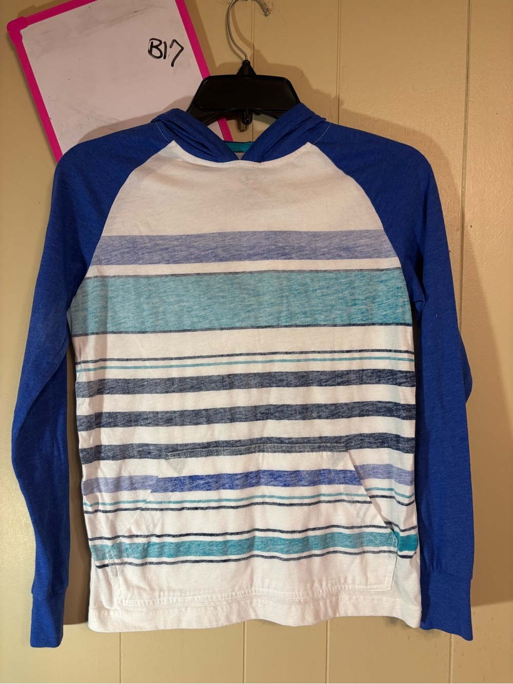 Epic Threads Blue & White Striped Hooded Sweatshirt